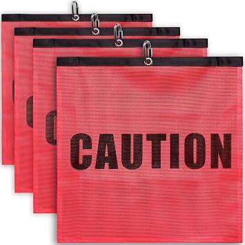 Red Safety Flag for Trucks - High Visibility, Durable Design with Quick Link - Caution Flag for Oversize Load Warning - 18 x 18 -4 Pack