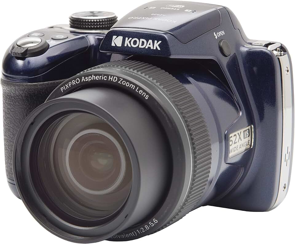 KODAK Pixpro AZ528 Câmara digital bridge de 16 MP, zoom óptico de 52 x estabilizador ótico, ecrã LCD de 3 polegadas, vídeo Full HD 1080p, bateria Li-Ion, azul meia-noite