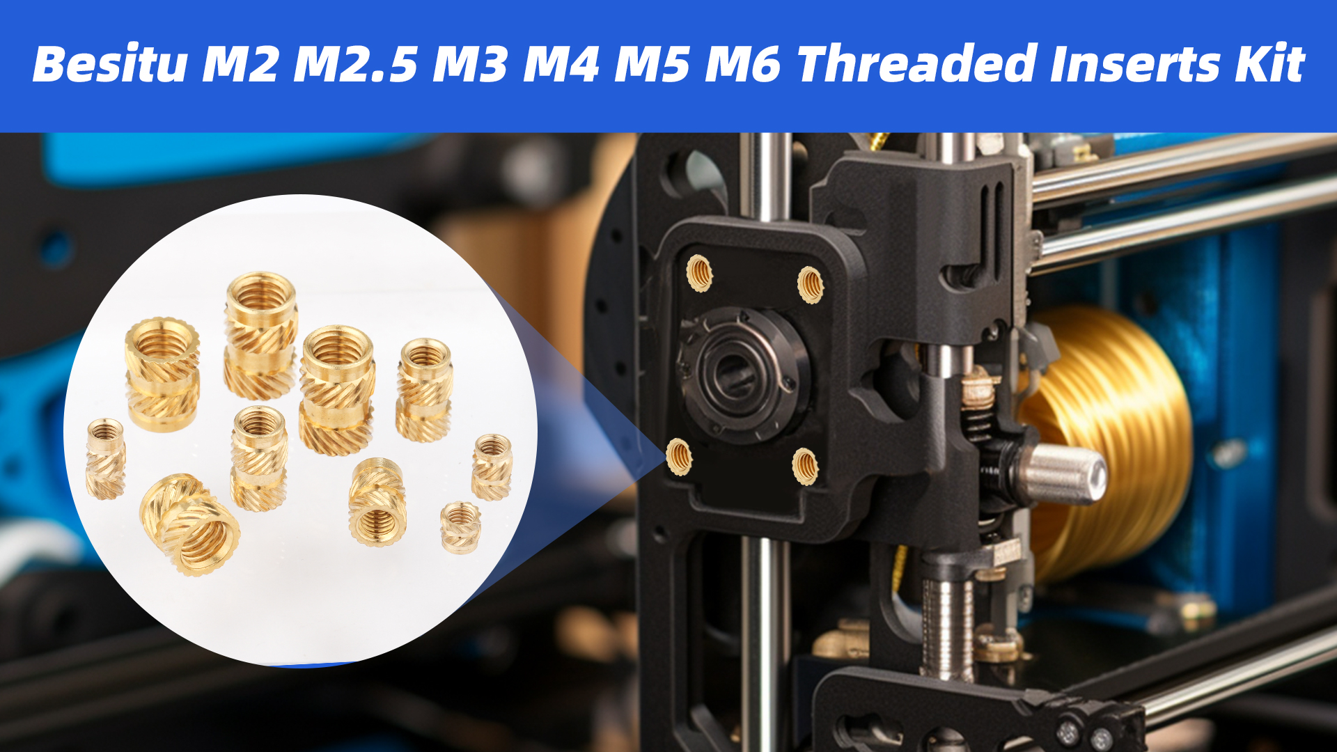 Besitu 360-Piece Brass Threaded Insert Kit – M2 To M6 Metric Heat Set Inserts For Plastic, 3D Printing, Wood & Injection Molding
