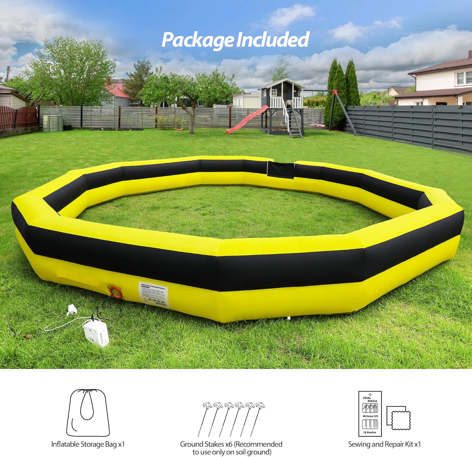 22FT Inflatable Gaga Ball Pit Arena, Portable Gagaball Court with Built-in Blower for Indoor Outdoor, Team Building, Events, Backyard Activities, Easy Setup & Storage
