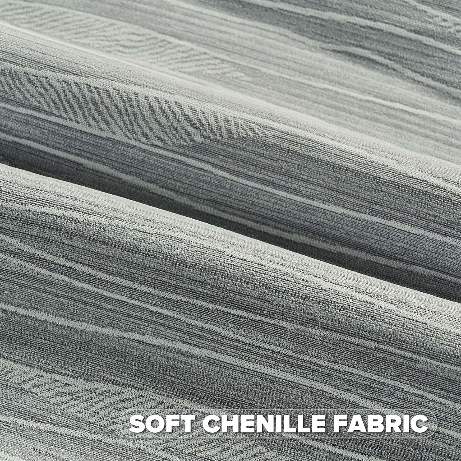 FUTEI Dyeing Grey Chenille Throw Pillow Covers 18x18 Inch Set of 2,Soft Line Textured Cushion Cases,Modern Home Decor for Couch Living Room - Image 2