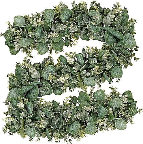 Vista 2 de FLORLAB 6.2 Ft Long Faux Eucalyptus Greenery - Wedding Arch Summer Decor - Lambs Ear & Magnolia Garland