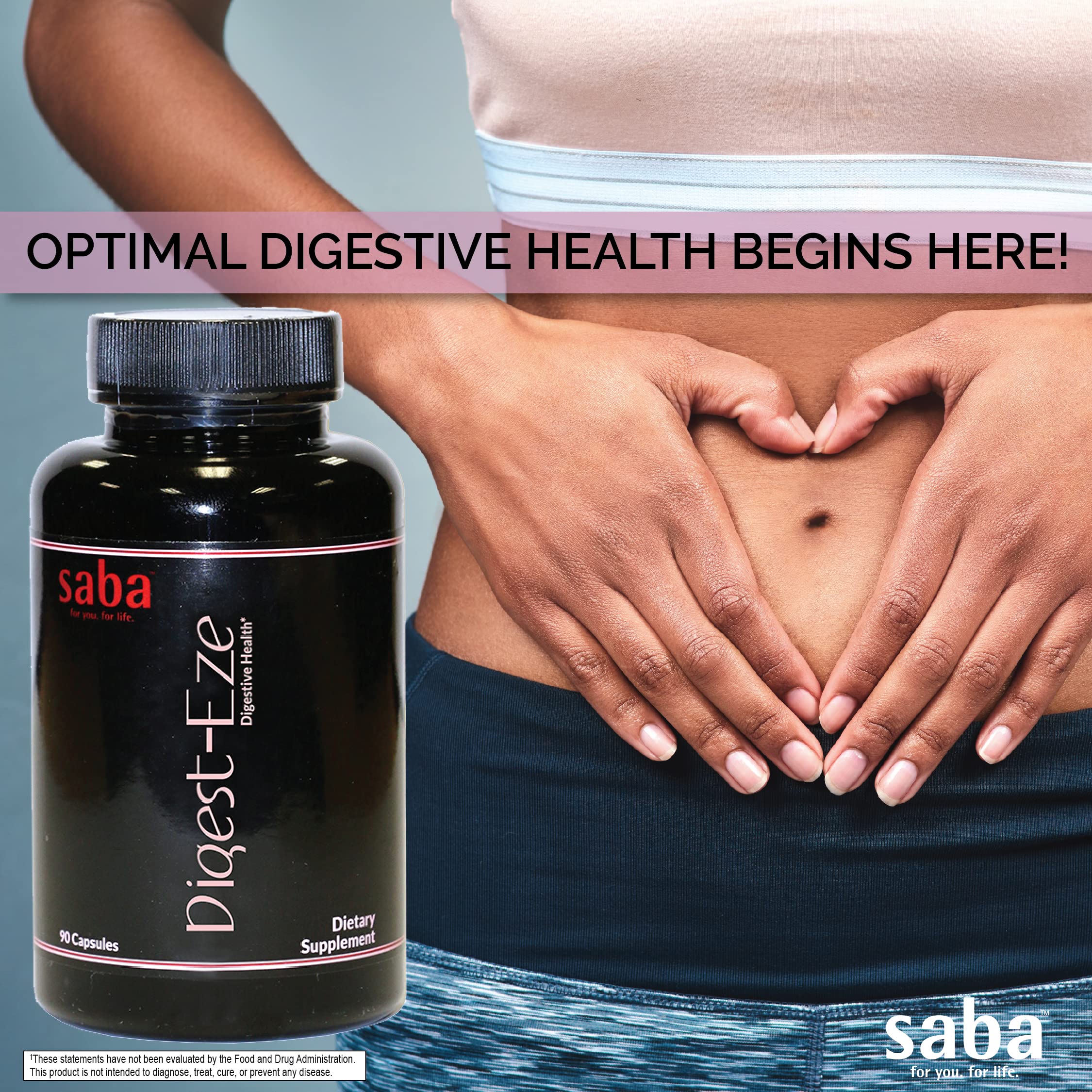 Saba Digest-Eze Plus Digestive Enzymes with Probiotics & Prebiotics - Broad Spectrum Enzyme Blend with Bromelain & Papain - Digestive Comfort, Gut Health & Nutrient Absorption Support - 60 Capsules — Amazon image 8