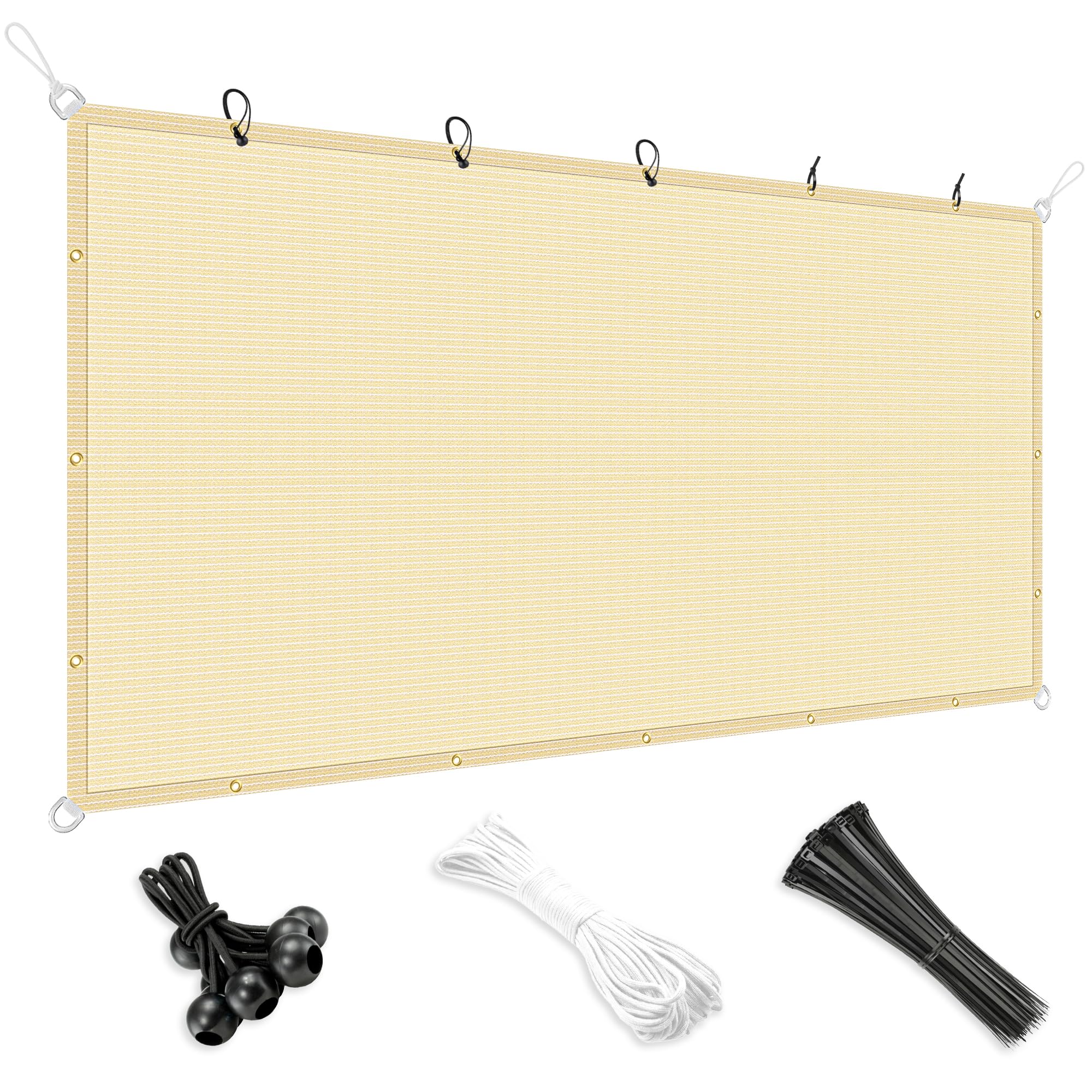 Bynbbur 15' x 34' Sun Shade Cloth with Grommets 90% Pergola Cover Shade Sail Canopy Outdoor Awnings for Patio Garden Deck Privacy Screen, Beige