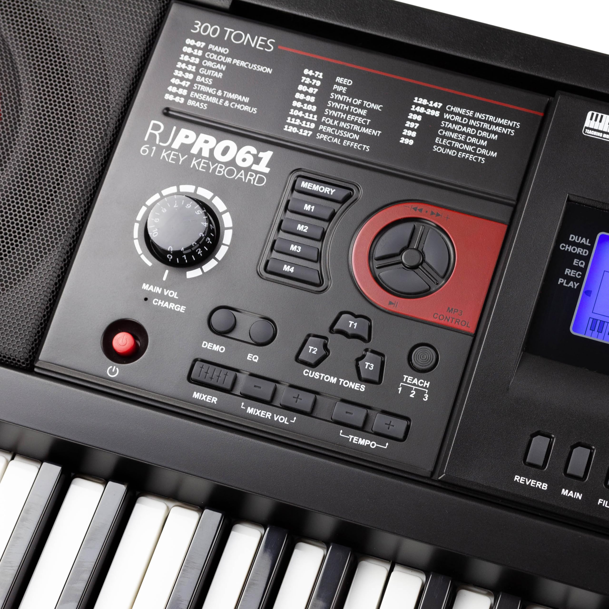 RockJam Rechargeable Semi Weighted 61-Key Keyboard Piano with MIDI Connectivity