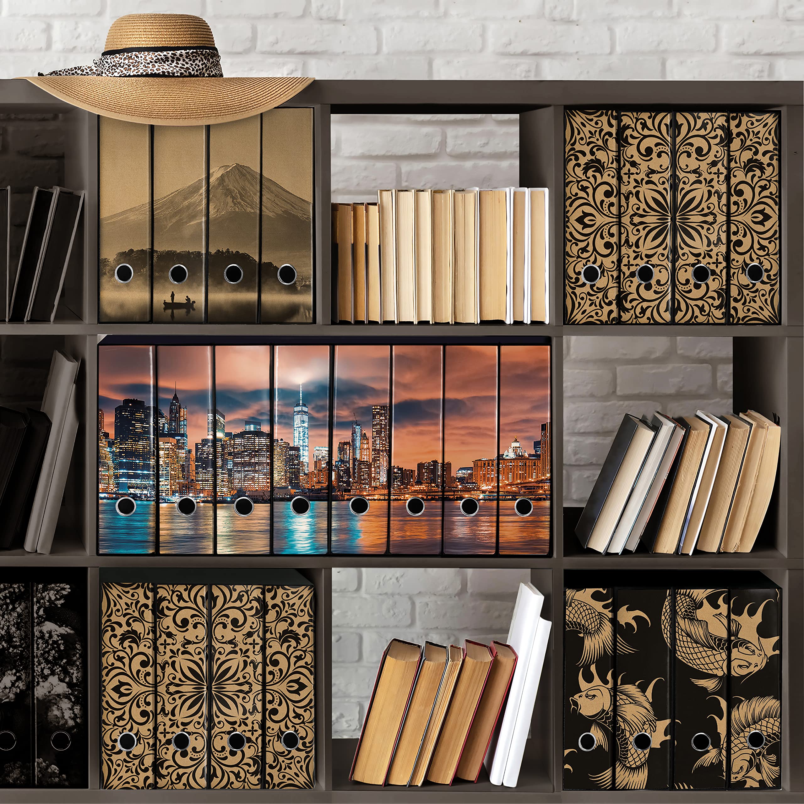 Set da 8 raccoglitori ad anelli NEW YORK - Faldoni SHAREPRINTING (H31 con 4 anelli)