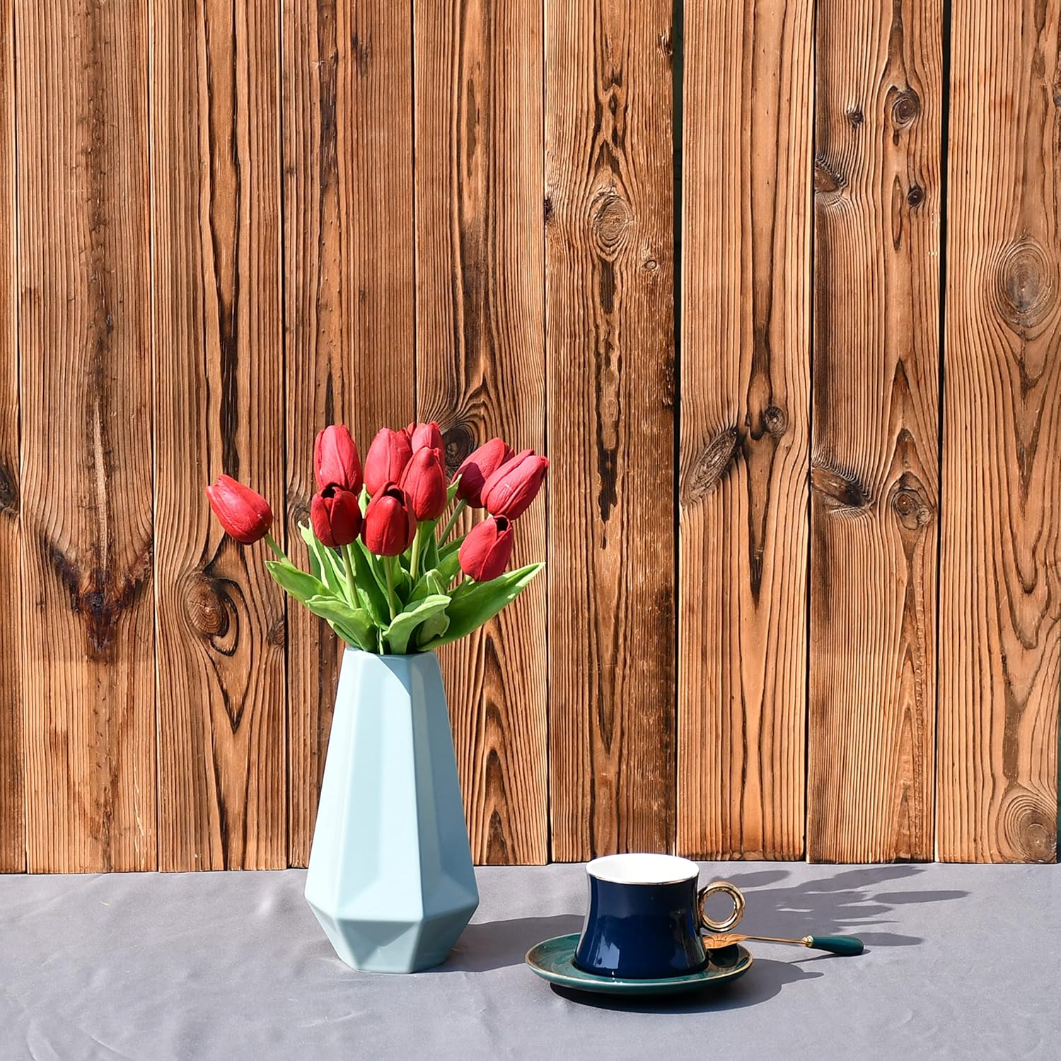 ONLY ART Artificial Burgundy Tulips 20 Pcs – 13.5 Inch PU Faux Flowers with Bendable Stems for Home Décor, Wedding Centerpieces, DIY Floral Arrangements, New Year and Valentine's Day - Image 3