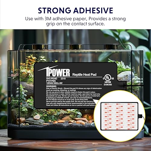 Vista 106 de iPower Almohadilla térmica para reptiles de 4 x 7 pulgadas con termostato ajustable, calentador debajo del tanque, tapete térmico para tortugas