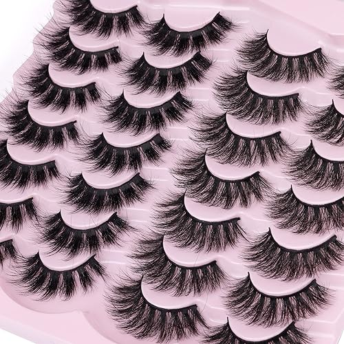 Miniatura 6 de Pestañas postizas de visón esponjosas de 0.51 pulgadas, pestañas postizas suaves dramáticas, paquete de 14 pares de pestañas