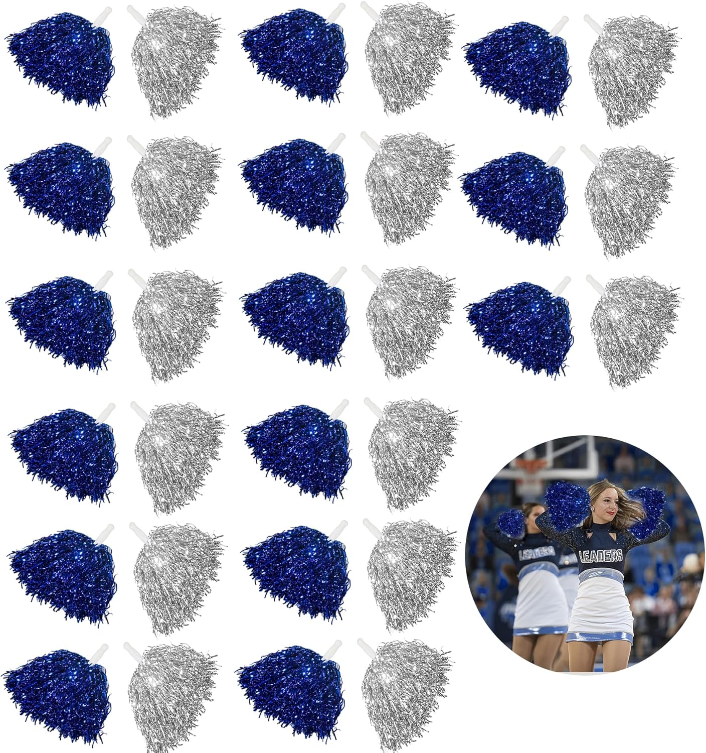 30 Pcs Cheerleader Pom Poms Metallic Foil Cheerleading Pom