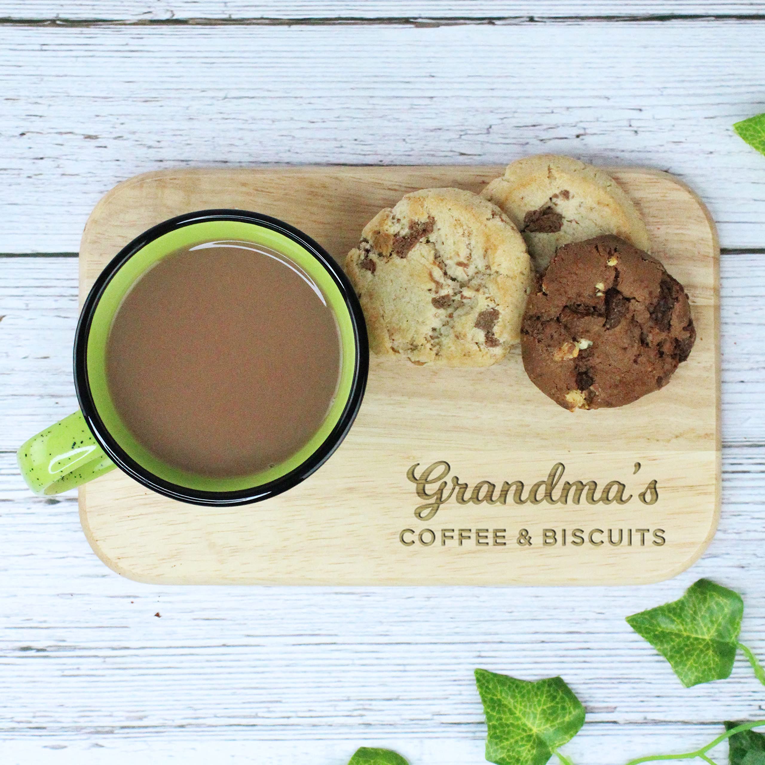 Ebuygb Wood Grandma's Coffee & Biscuits Board, En Treat Board, Snack Tray, For Grandma, Birthday Gifts For Her