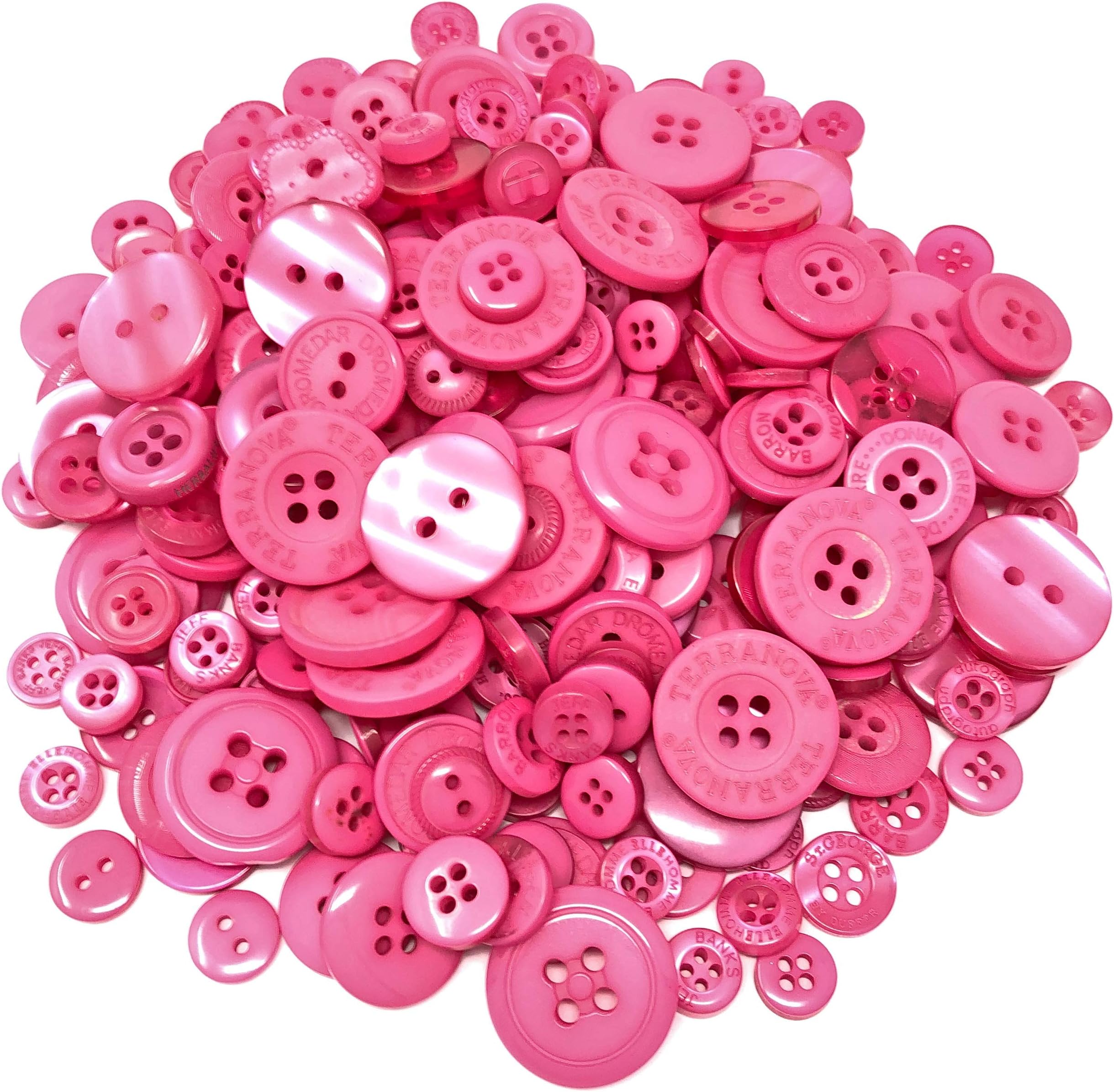 Special Touches 100 Gram Bag of Mix Acrylic & Resin Buttons For Cardmaking Embellishments (Fuschia)