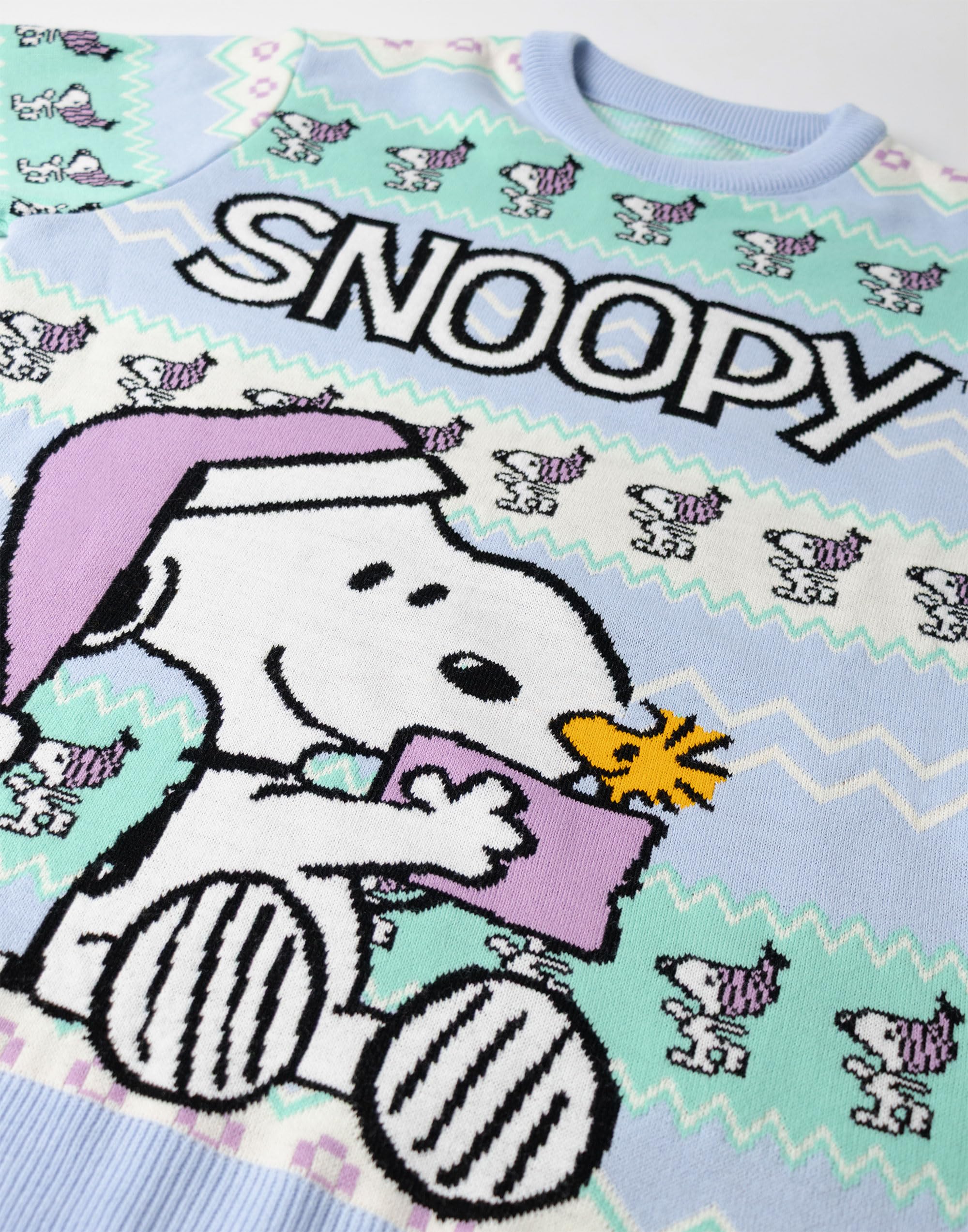 Peanuts Snoopy Damen-Weihnachtspullover in Mehreren Farben | Langärmliger Rundhalsausschnitt | Cartoon-Weihnachtskleidung | Festliche Kleidung für Weihnachtsfeiern Merch