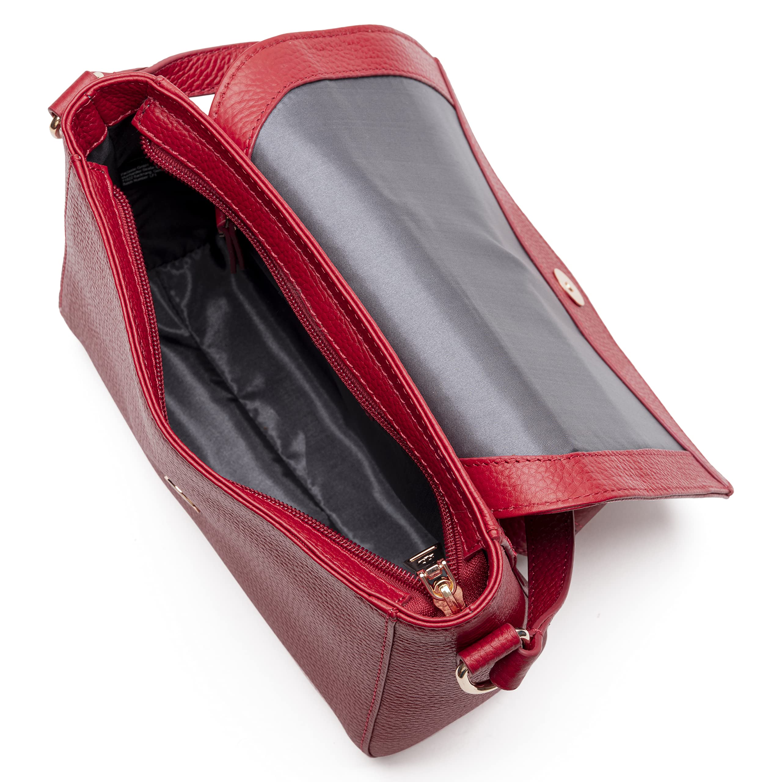 Lazarotti Bolonia - Bolso bandolera de piel para mujer, correa de hombro ajustable, tamaño mediano, 22 cm
