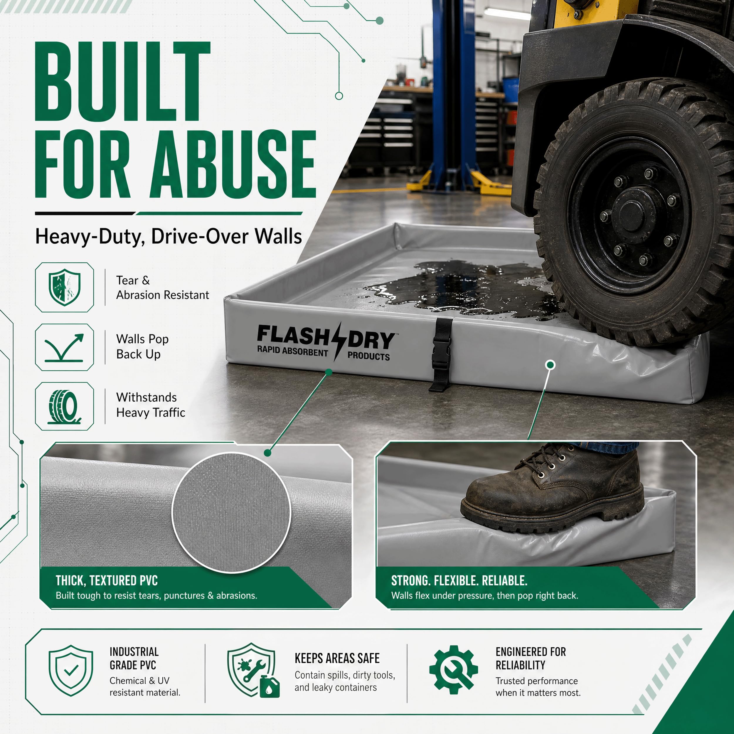 FLASHDRY Portable Spill Containment Berm, Folding Duck Pond, 4'' x 4'' — Amazon image 2