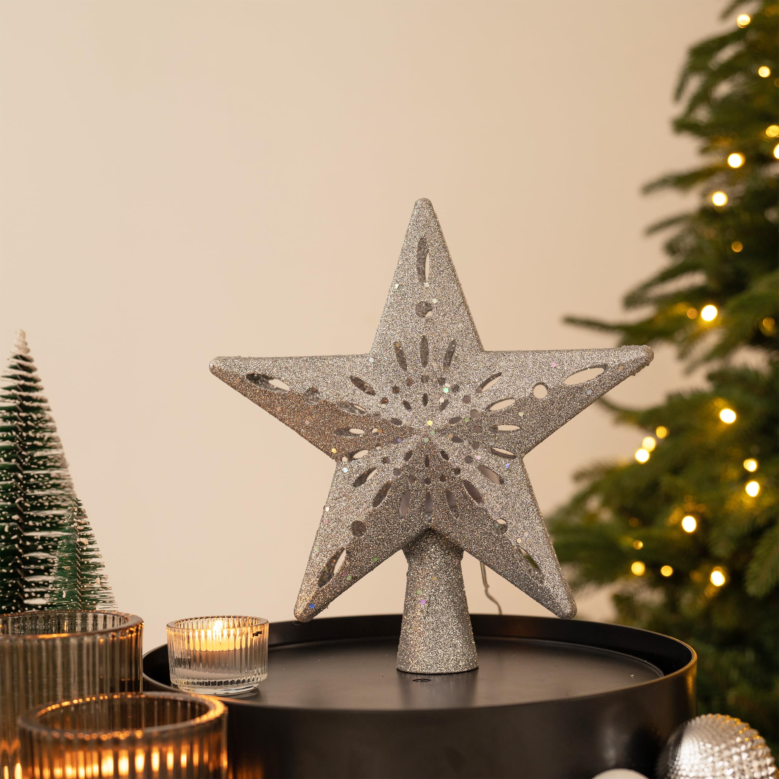 Valery Madelyn Pre-Lit Christmas Tree Topper with Rotating