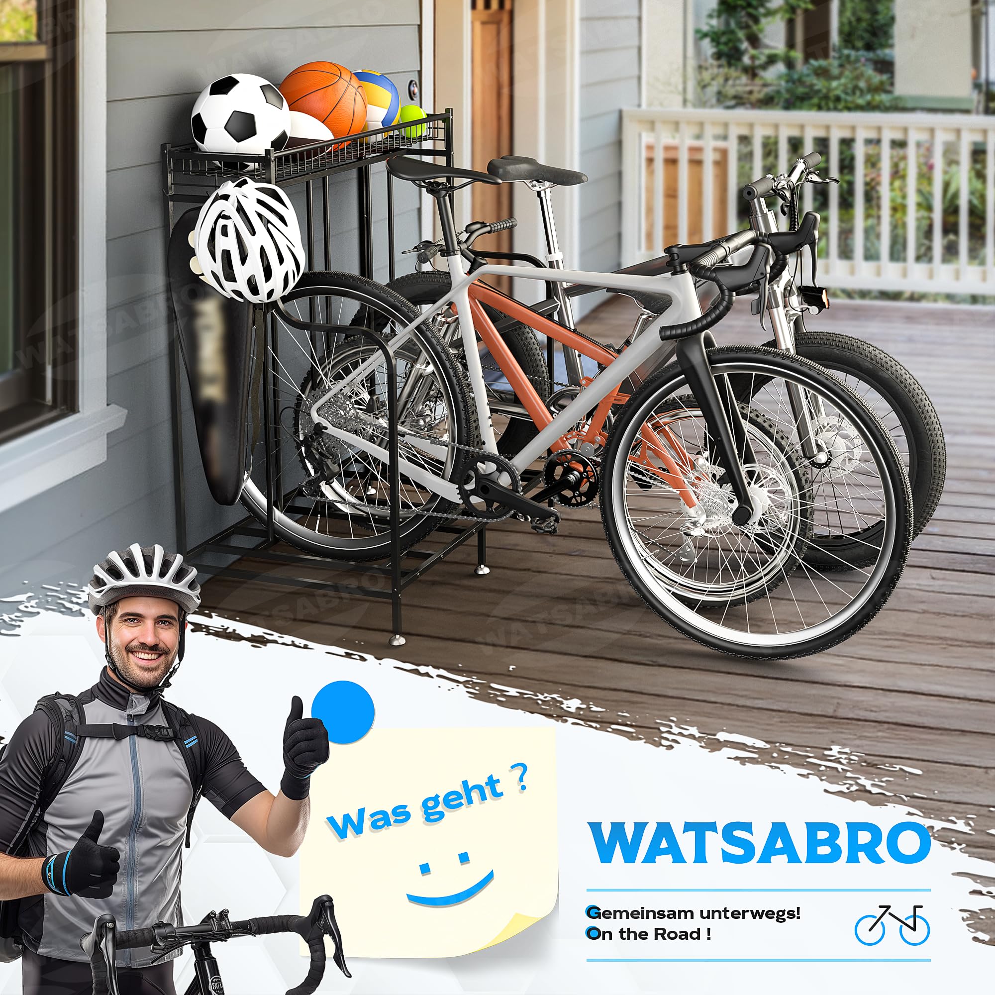 WATSABRO Fahrradständer Boden mit 3 Fahrradständer Garage Stellplätze