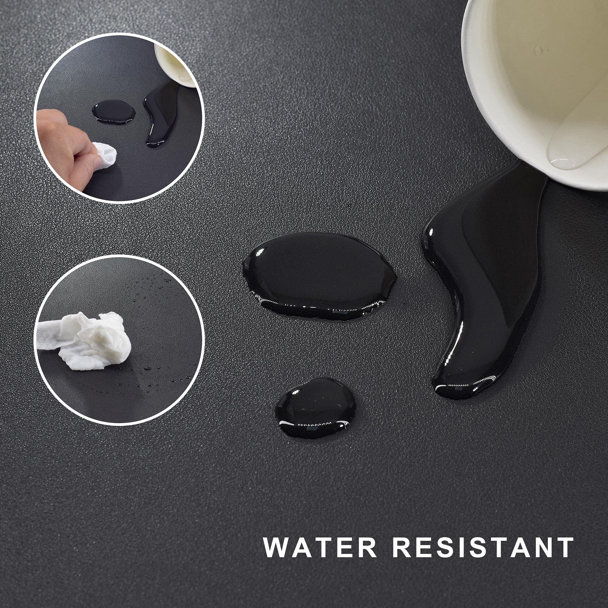Chihein L-förmiger Schreibtisch PU-Leder Mauspad, Eckschreibtisch Schreibtischunterlage, Großer Doppelseitige Wasserdichte Bürotisch Unterlage (115+145) x40CM (Schwarz/Grau)