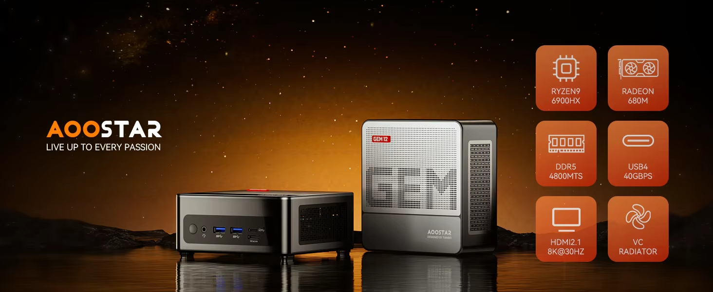 Amazon.com: AOOSTAR GEM12 MAX Mini PC Ryzen 9 6900HX(8C/16T