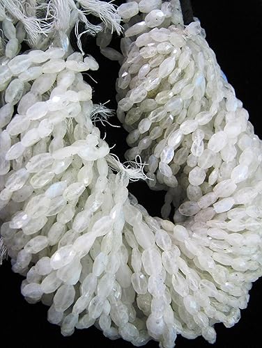 Miniatura 4 de Cuentas facetadas ovaladas de piedra lunar arcoíris de 0.197 x 0.315 in a 0.276 x 0.394 in, hebras de piedras preciosas de aproximadamente 13