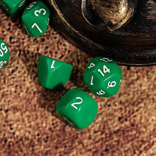 Vista 91 de Juego completo de 15 dados poliédricos DND D3-D100 con bolsa de dados de ojo de dragón, dados D100 para Calabozos y Dragones, juegos de mesa RPG