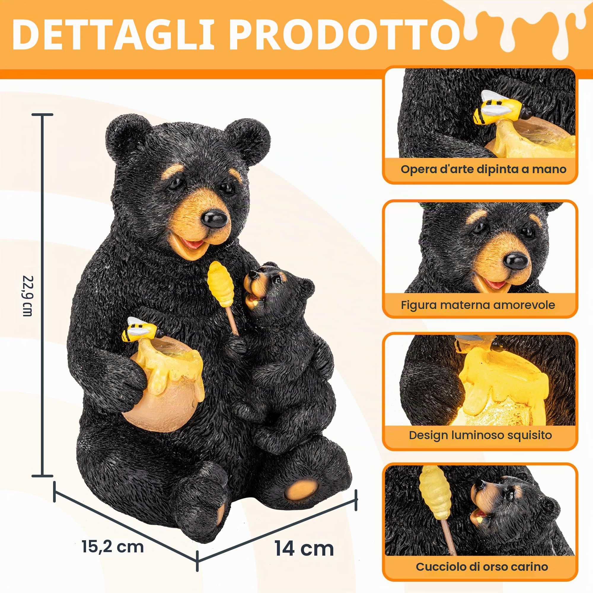 GIGALUMI Statue solari da giardino a forma di orso amorevole, luci per esterni, cortile, decorazione da giardino, l'inaugurazione della casa per mamma, donne