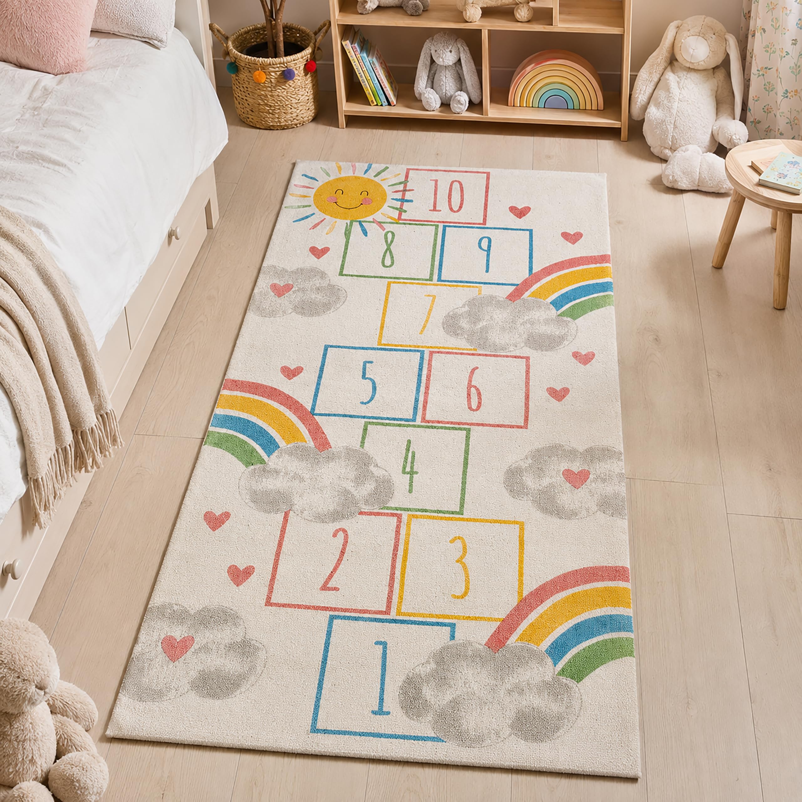 Marco Paul 2 Pack Wooden Rainbow Shelves with Hooks for Childrens Room (Multi-coloured)