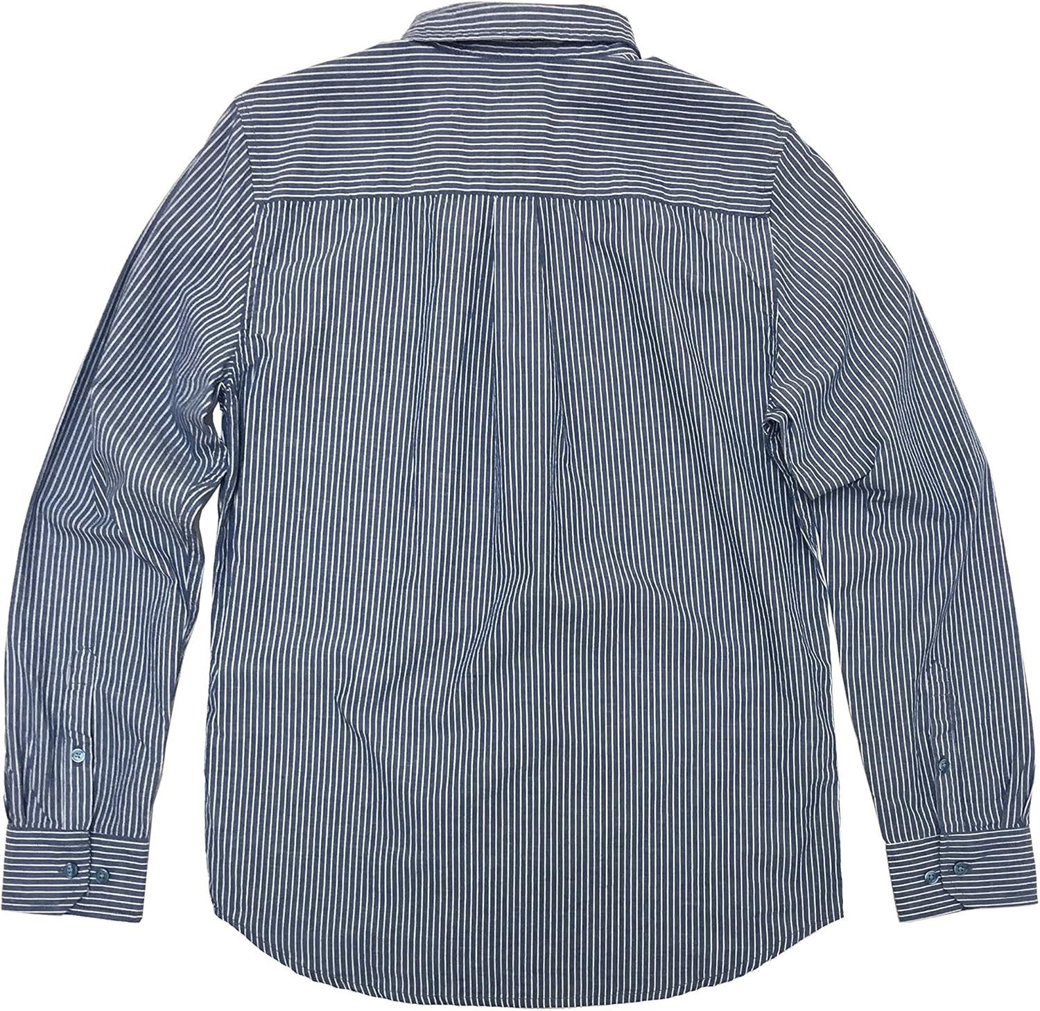 Gild Classic Fit Man Shirt 100% Cotton Casual Long Sleeve, Blue Chambray Stripe L - Image 5