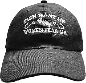 Fish Want Me Women Fear Me Hat Funny Adjustable Cotton Embroidered