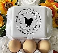 Vista 3 de Personalized Farm Fresh Eggs Ranch Carton Stamps Chicken Eggs Hand Gathered Stamper Wooden Rubber Stamp (2x2 inches)