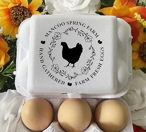 Miniatura 3 de Personalized Farm Fresh Eggs Ranch Carton Stamps Chicken Eggs Hand Gathered Stamper Wooden Rubber Stamp (2.5x2.5 inches)