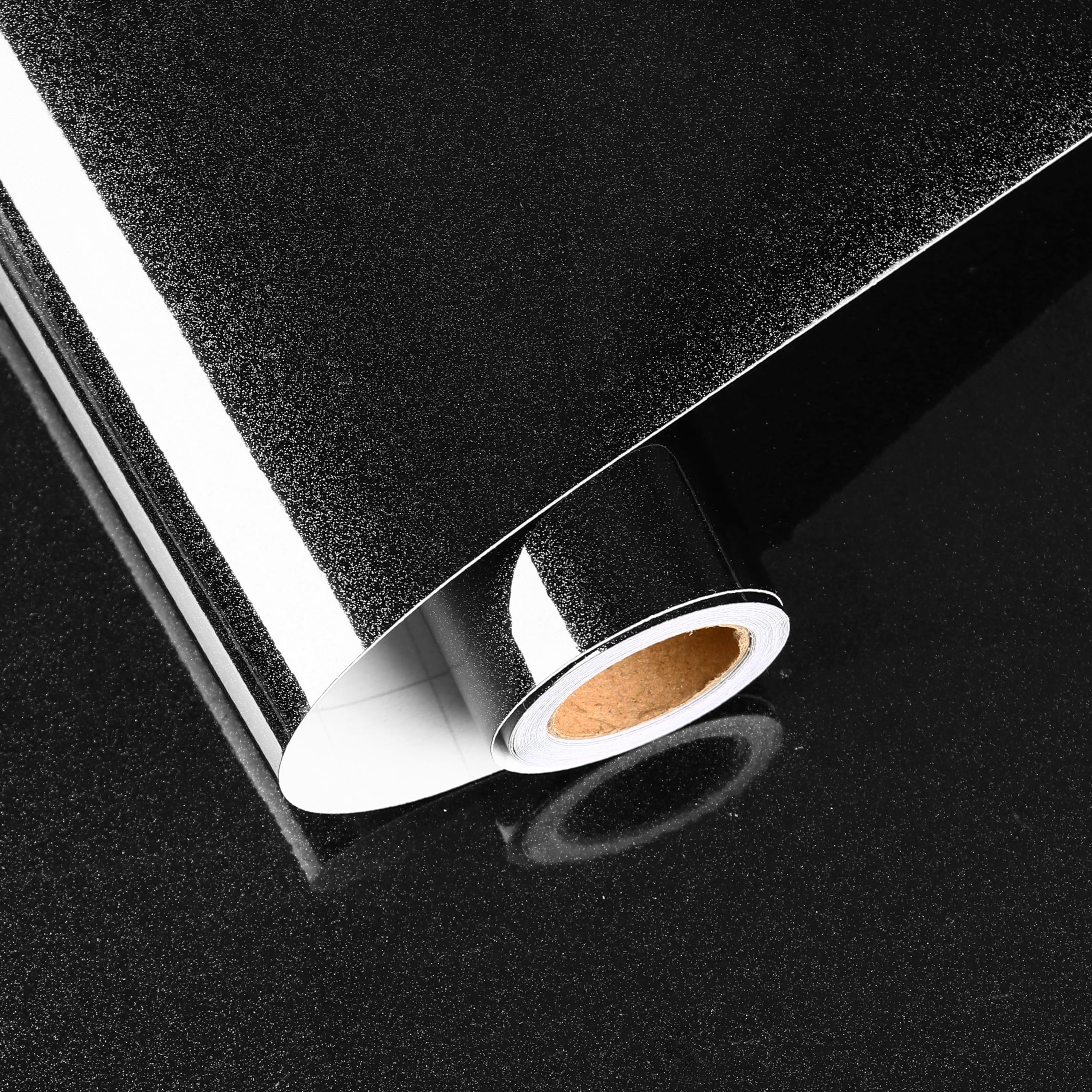 HotDecor Shiny Black Wallpaper Peel and Stick Worktop Vinyl Covering ...