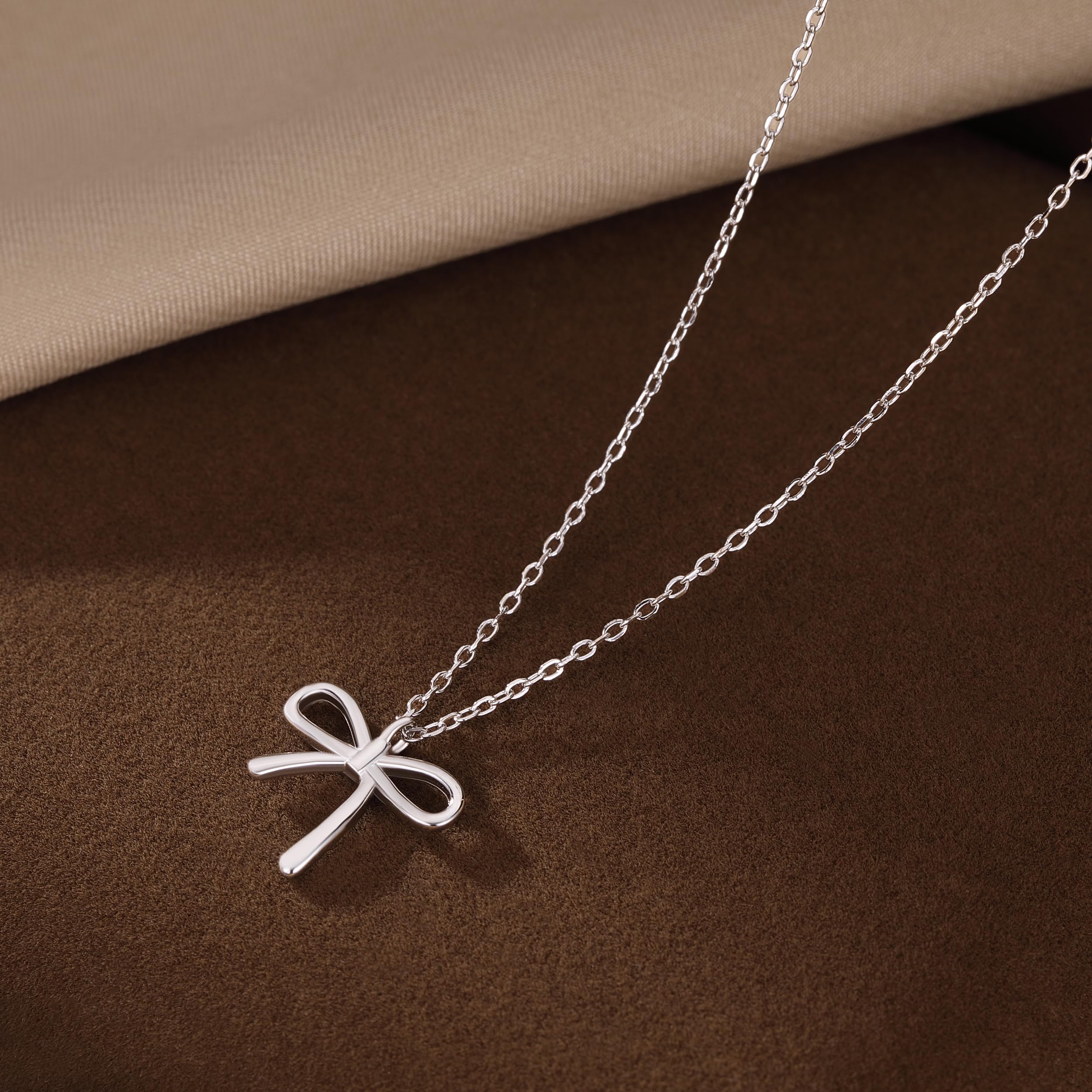 SLUYNZ Solid 925 Sterling Silber Schleife Halskette Kette für Damen Mädchen Schleife Anhänger Halskette Ketten