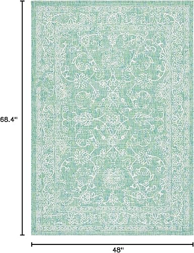 Vista 168 de SAFAVIEH Courtyard Collection - Alfombra decorativa, 2 pies 3 pulgadas x 5 pies, turquesa, no desprende pelusa y de fácil cuidado, para interiores