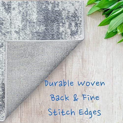 Miniatura 4 de Fashionwu Alfombra turca gris de 2 x 3, alfombra de área pequeña, alfombra estética vintage de medallón para cocina, entrada, entrada, entrada,