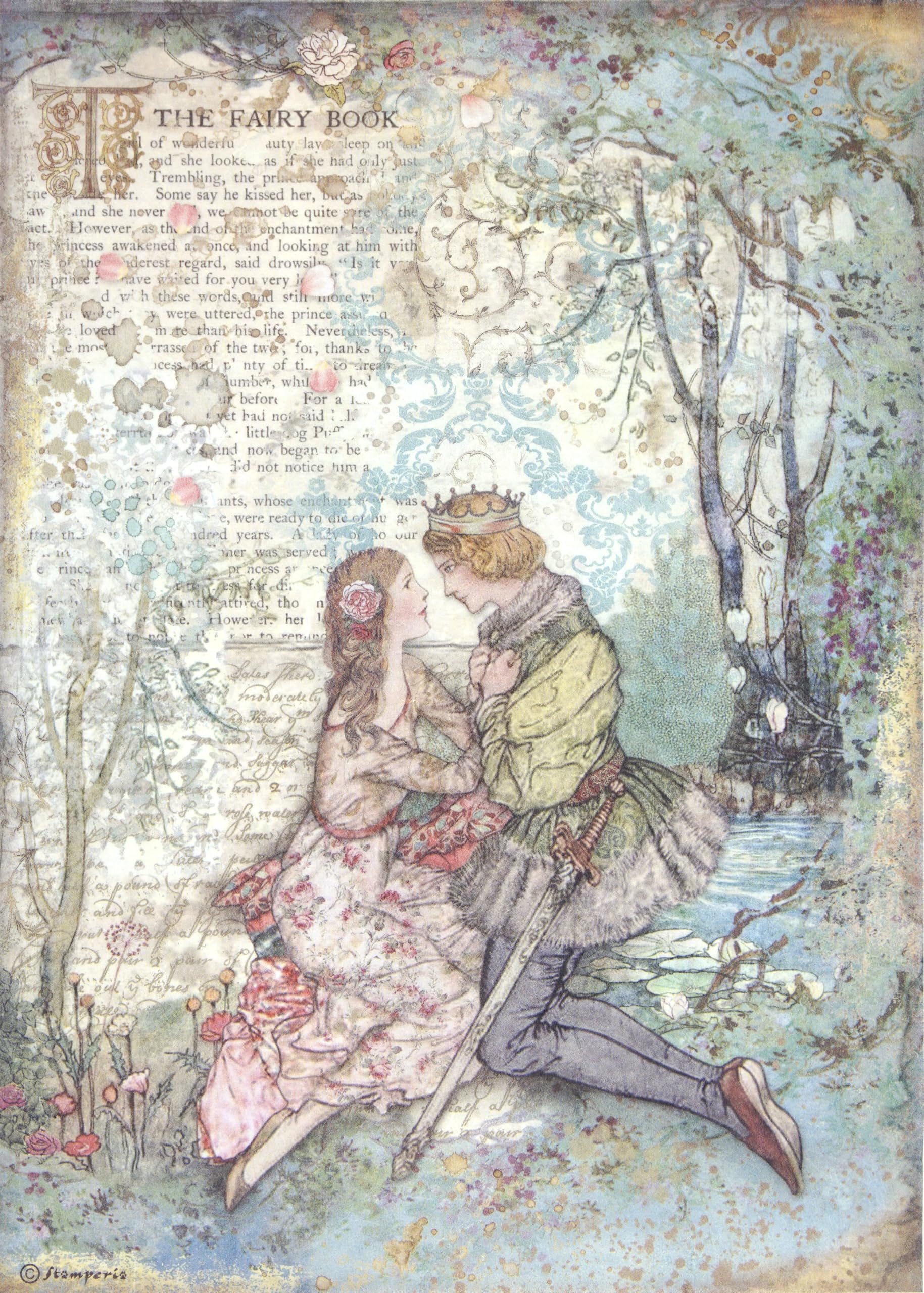 Stamperia International Rice Paper-Sleeping Beauty Lovers, Various, A4
