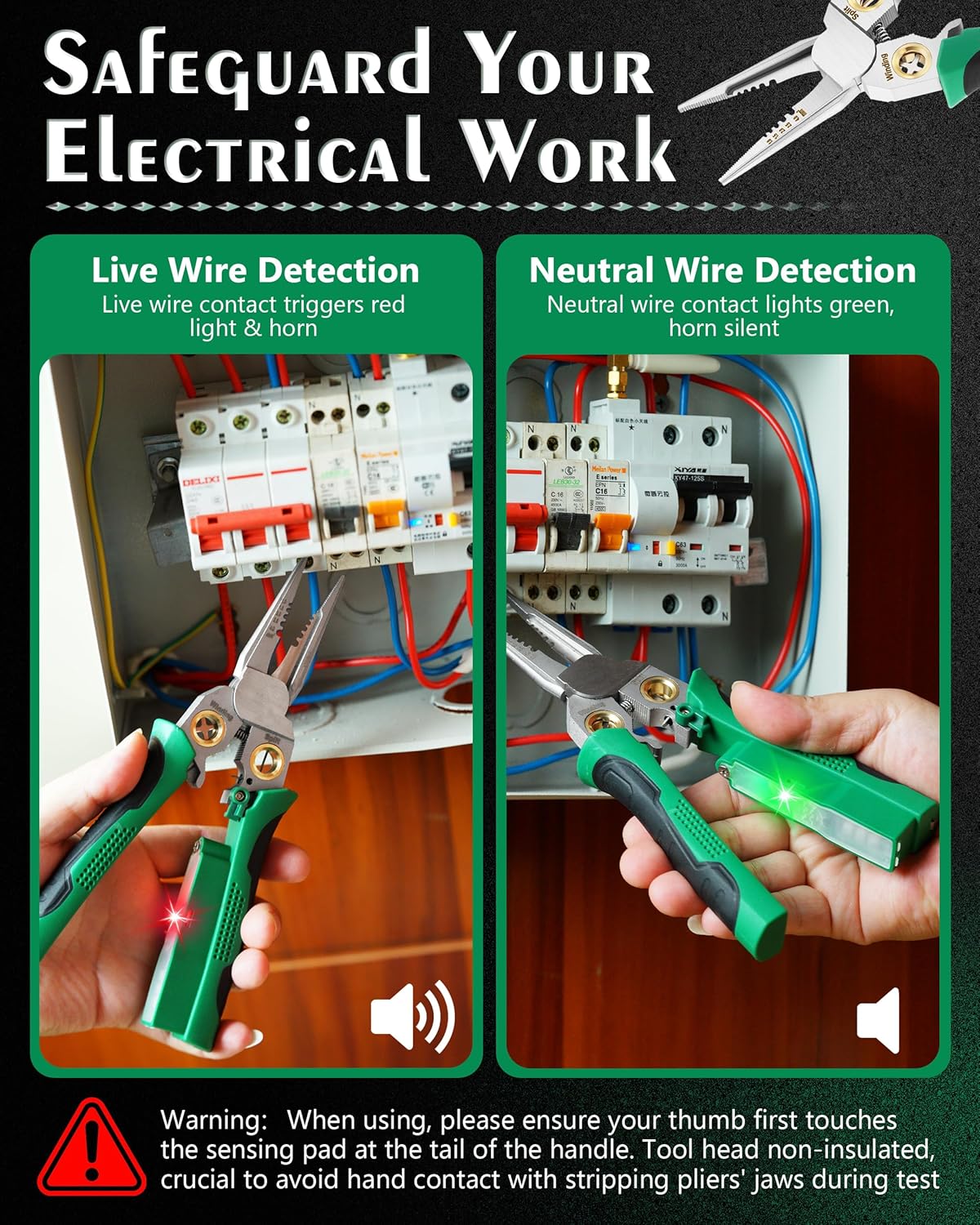 8 In 1 Wire Strippers with Voltage Tester, Wire Stripping Tool, Cable Cutters with Plier, Twister, Crimper, Splitting, Multifunctional Cable Stripper Tool for 10-18 AWG for Electrician Work