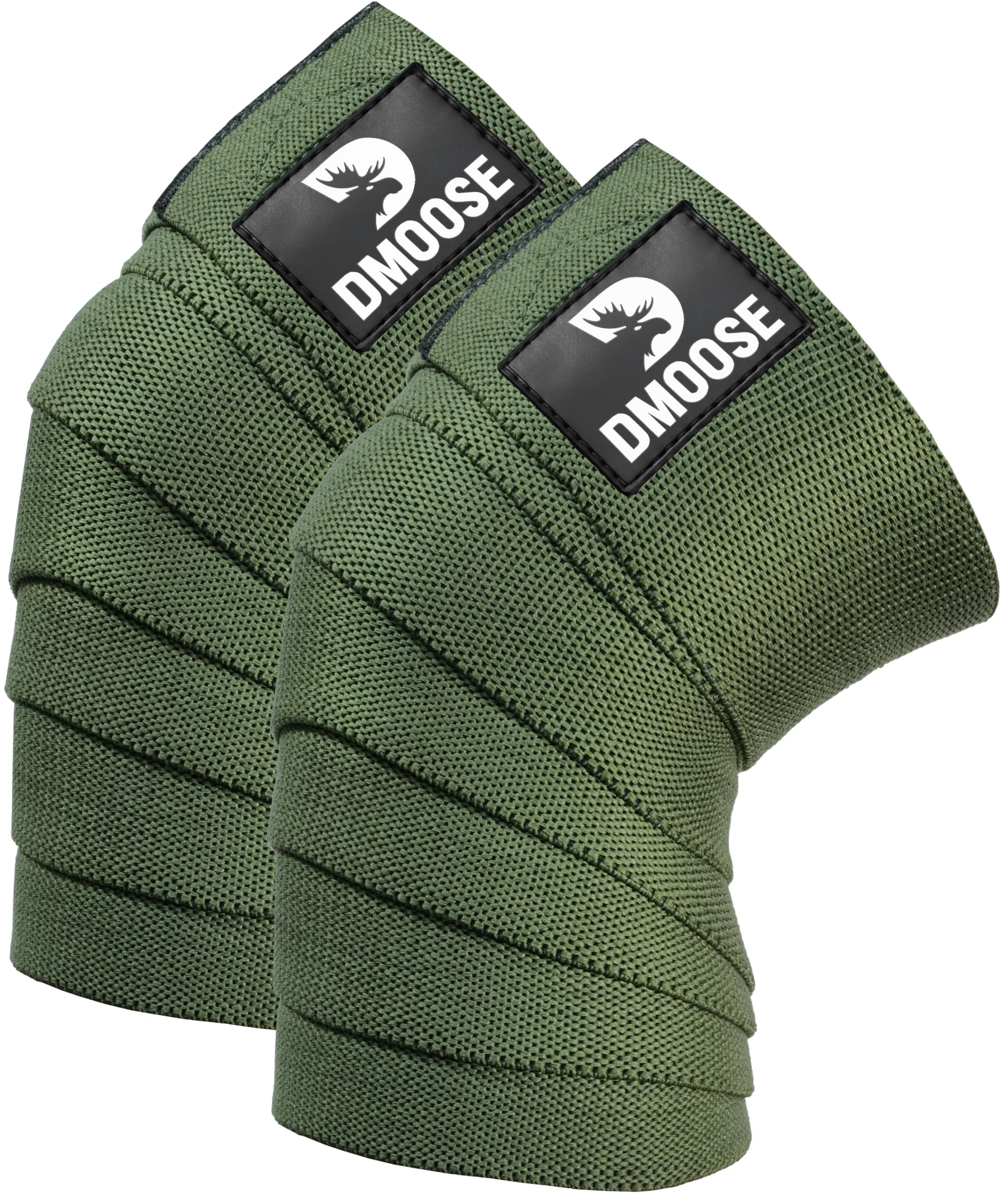 DMoose Fitness Kompresyjne opaski na kolana do przysiadów, podnoszenia ciężarów, trójboju siłowego, martwego ciągu i treningów na siłowni, 78 cali długości, wzmocnione zapinane paski na kolana gimnastyczne dla mężczyzn lub kobiet