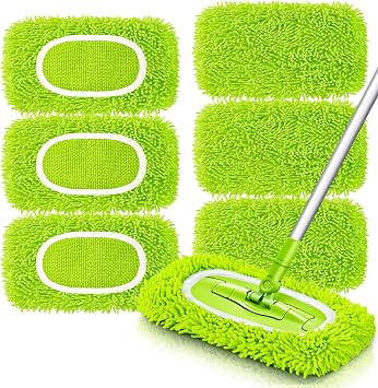 Unoutur Reusable Dry Sweeping Cloths Microfiber Wet Mop Pads Compatible with Swiffer Sweeper Mop Replacement Sweeping Mopping pad Refills for Hardwood Surface Floor Cleaning (6PCS)