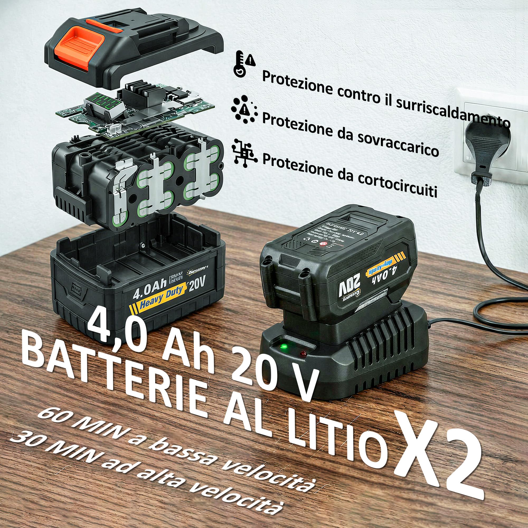 Outsunny Soffiatore a Batteria 20V, Soffiatore Foglie con 2 Batteria 4Ah, Motore Brushless 900W, 3 Livelli Velocità 162.7 km/h, Turbo Boost, Caricabatterie, Leggero, per Giardino Foglie Neve Polvere