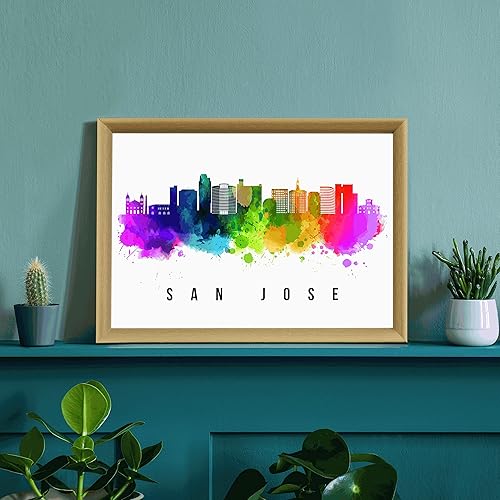 Vista 42 de Póster de Fargo Skyline Dakota del Norte, pintura de paisaje urbano de Dakota del Norte, póster de Fargo Dakota del Norte, impresión de paisaje