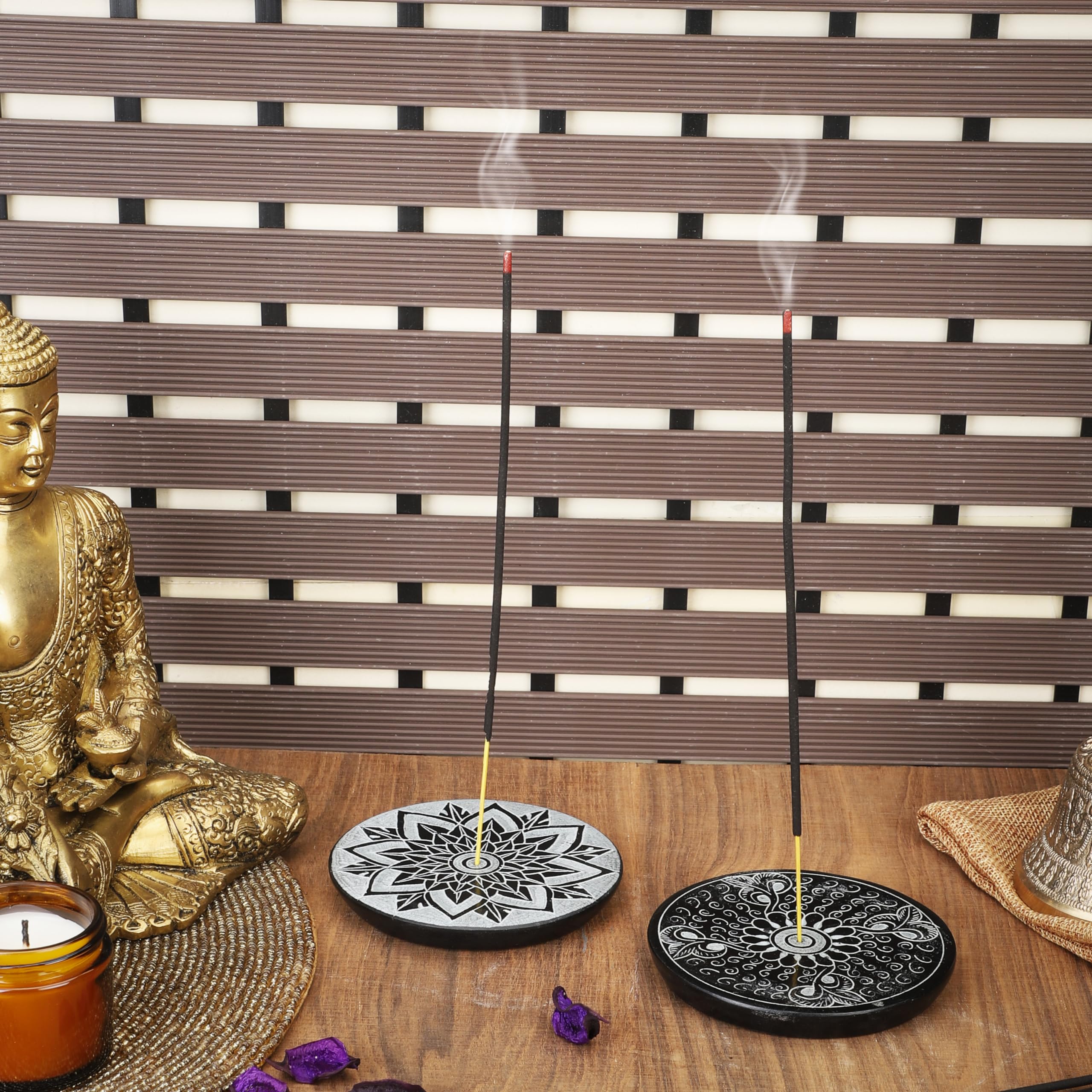 Portabastoncini di Incenso 2 in 1,Supporto per Bastoncini di Incenso e 9 Fori Bruciatore di Incenso,Porta Incenso per Bastone per Meditazione Yoga Decorazione Della Casa Ufficio (Nero