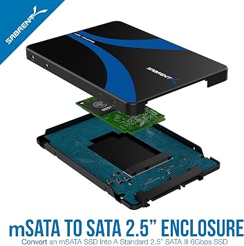 SABRENT mSATA to 2.5 Inch SATA III Aluminum Enclosure Adapter (EC-MSSA)