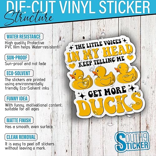 Miniatura 10 de (3 unidades) Little Voices Get More Ducks - Calcomanías divertidas de goma de pato, calcomanías de vinilo troqueladas para casco duro, botella de