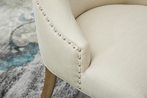 Miniatura 25 de Juego de sillas Roundhill Furniture, 2 sillas de madera maciza, sillón orejero con cabezas de clavos Carbón vegetal,Blanco, "Bronceado,Gris