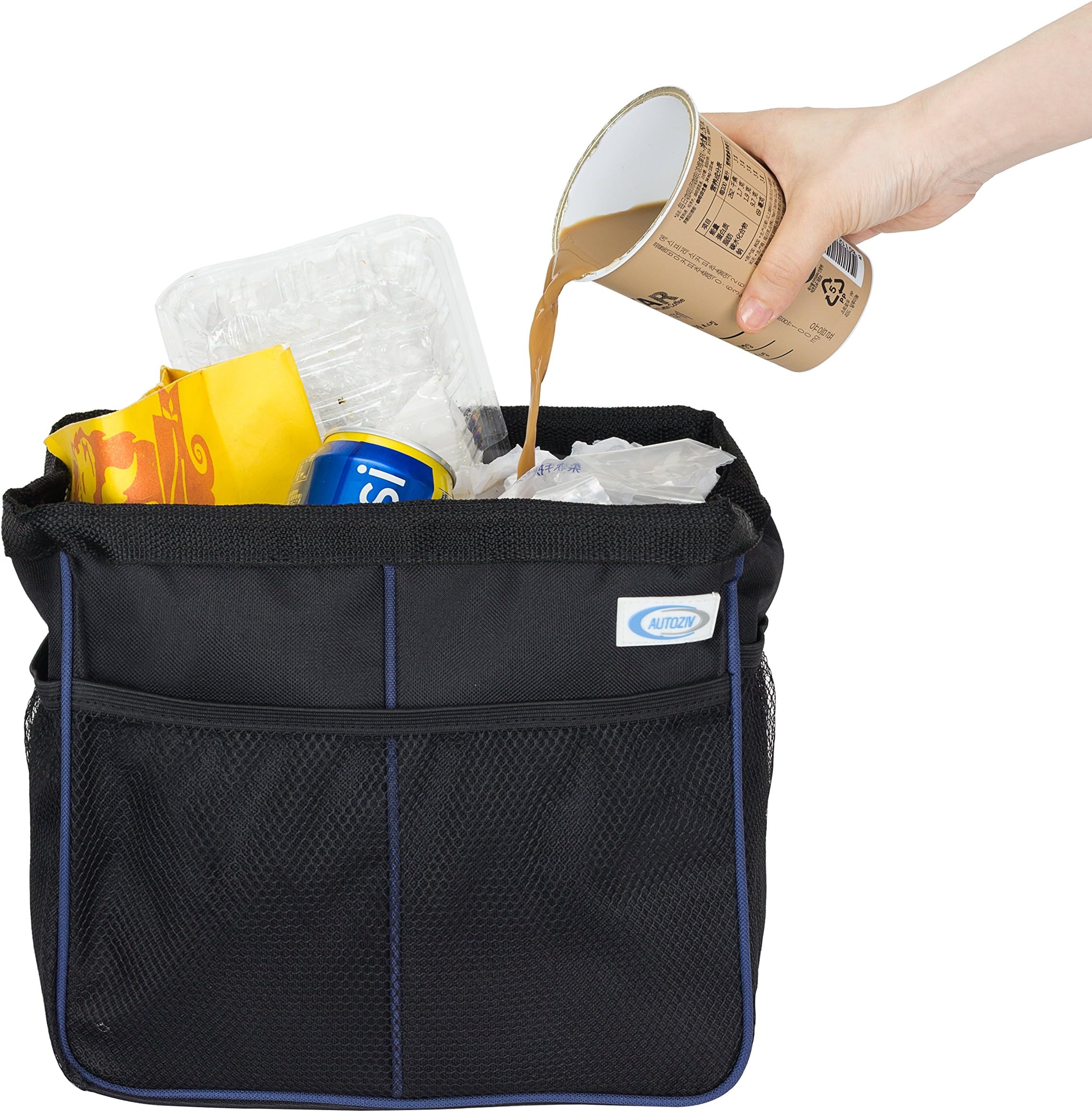 Z&O AUTOZIV Car Garbage Can – Auto Trash Can for Litter – Waterproof – Can use for Drink Organizer keeping your drinks cooler – Great for Road trip - 6 month full warranty.