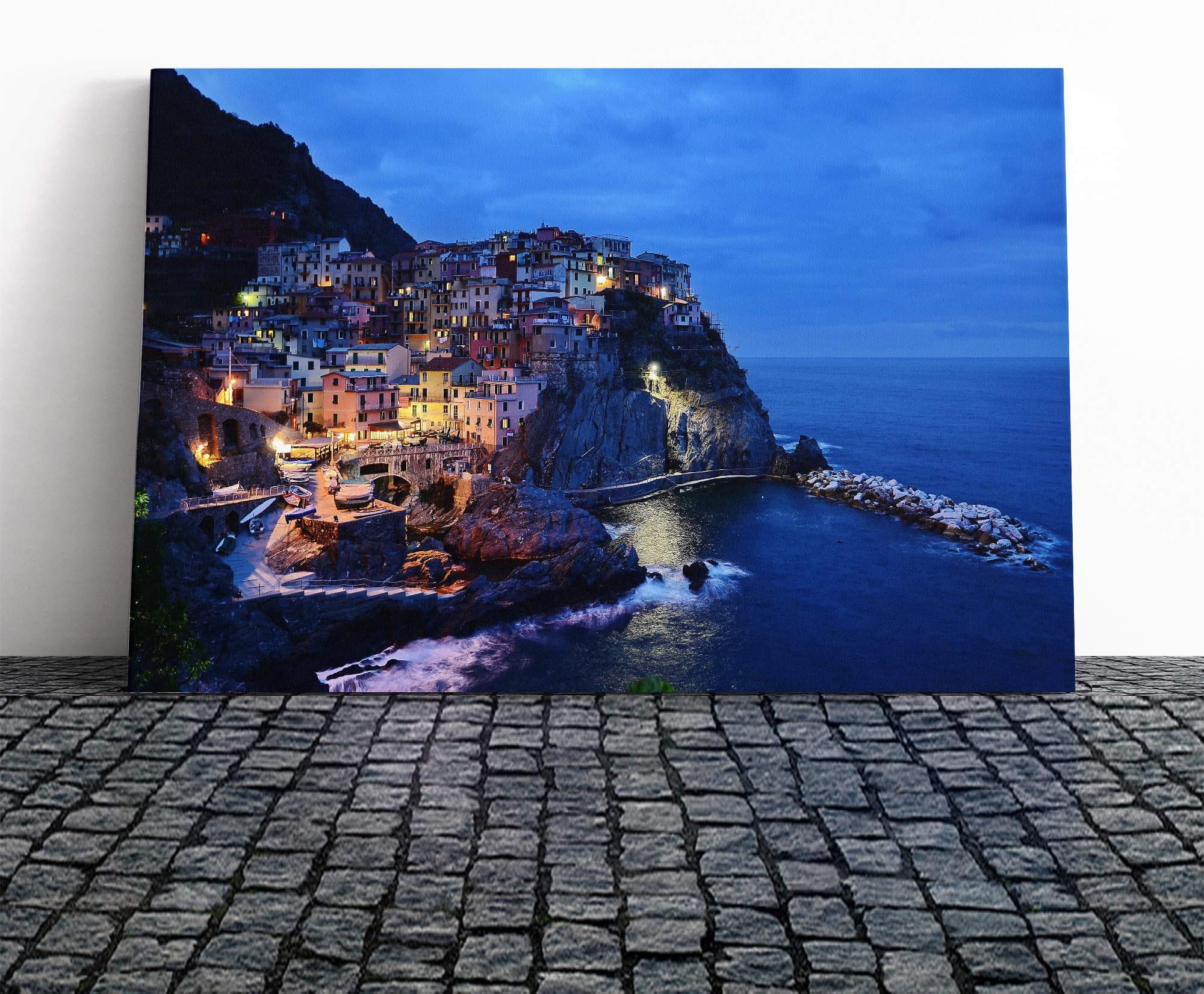 Canvas Print Wall Art Landscape Cinque Terre Italy (2) | Mounted and Stretched Box Frame Picture | Home Decor for Kitchen, Living Room, Bedroom, Hallway, Multi-Colour, 30x20 Inch