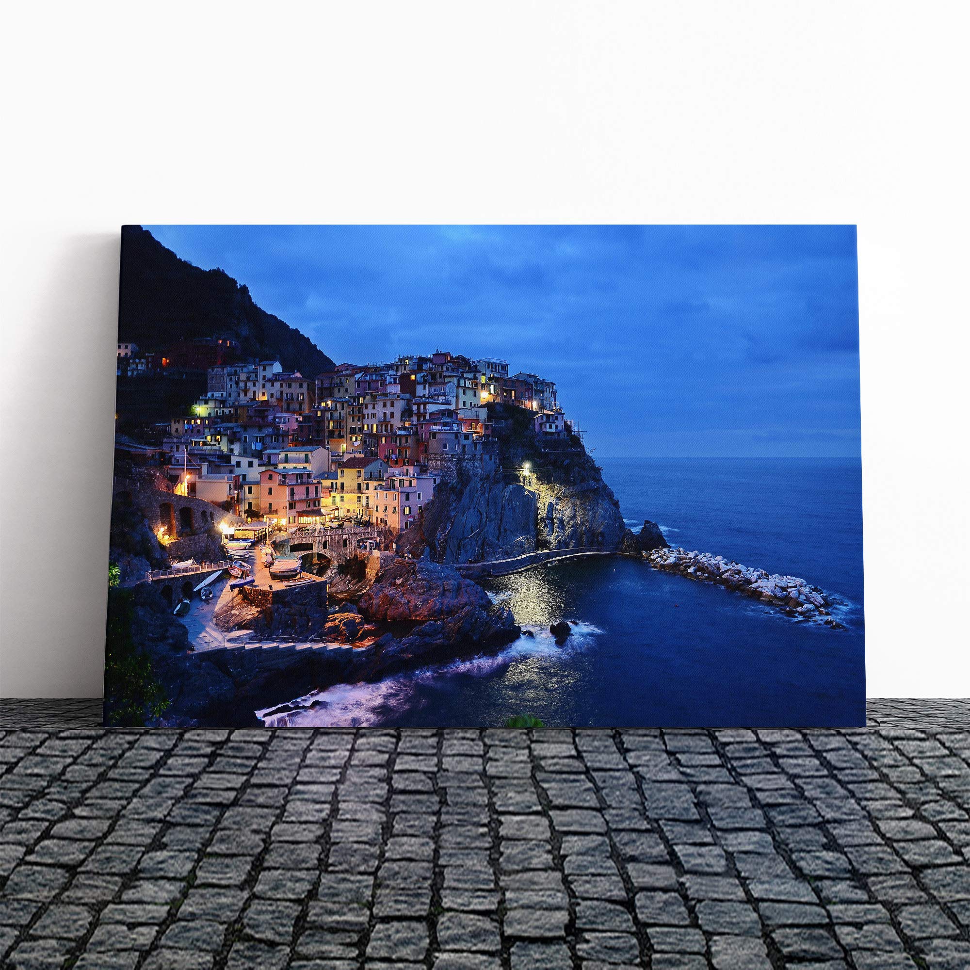 Canvas Print Wall Art Landscape Cinque Terre Italy (2) | Mounted and Stretched Box Frame Picture | Home Decor for Kitchen, Living Room, Bedroom, Hallway, Multi-Colour, 30x20 Inch
