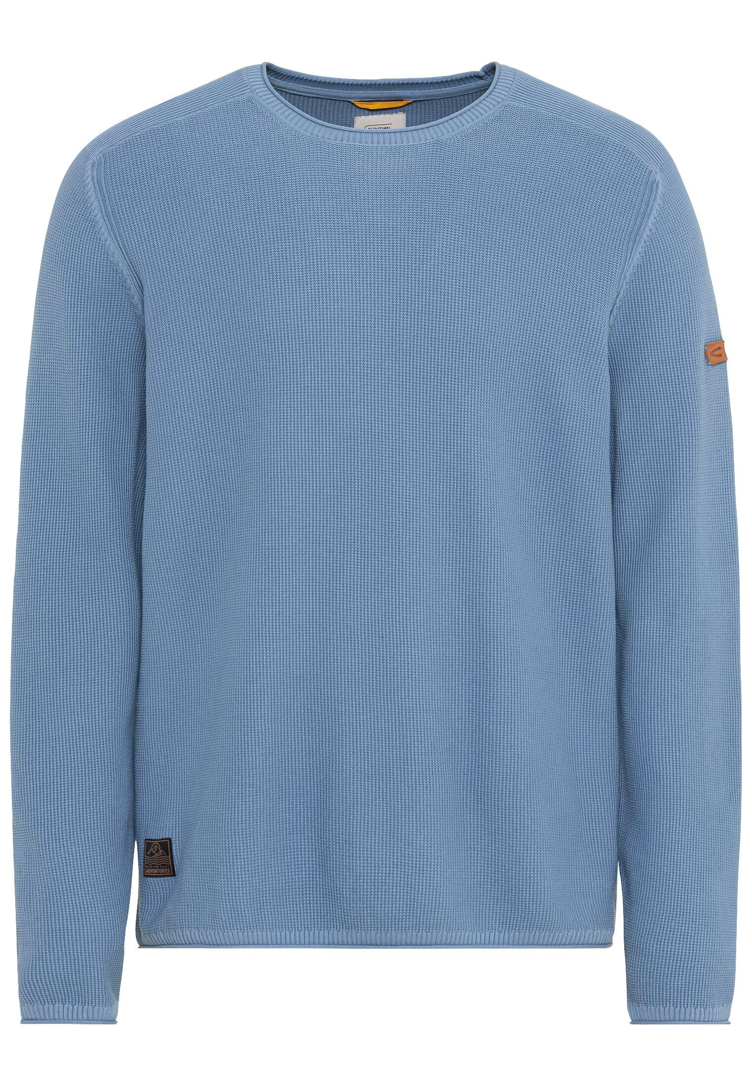 camel active Men's Fine Knit Pullover Made of Organic Cotton, Blue, XXL