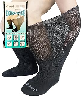 Extra Wide Socks for Swollen Feet Soft Stretch up to 30" Seniors Diabetics Men Women 10-13 13-15 Non Binding Loose Fitting Top Bariatric Neuropathy Lymphedema Edema Cast Over The Calf Plus Size